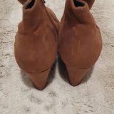 Unity by Carlos Santana Light Brown Zip Up Ankle Booties Wedges Size 7M