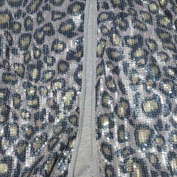 NWT BlendShe Sequined Leopard Print Clasped Front Cardigan Size M