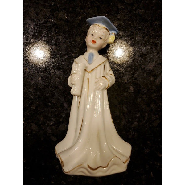 Vintage 1950's Bisque Boy in Graduation Gown with Diploma K's Collection 8 Inch