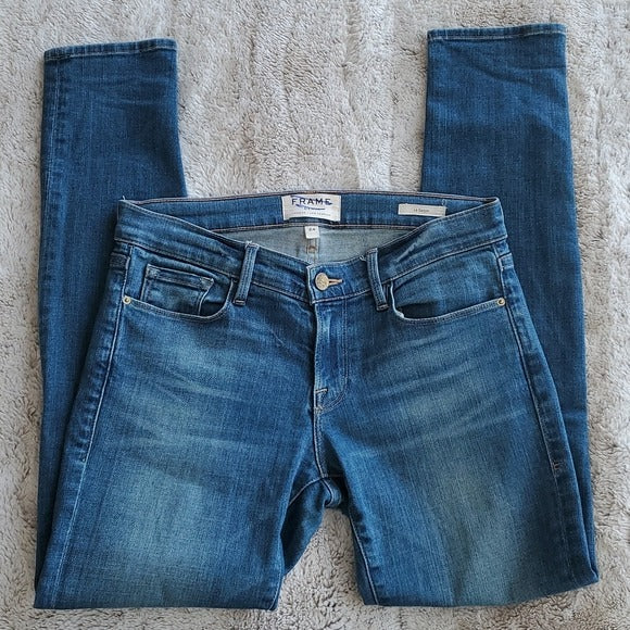 Frame Le Garcon Berkley Square Mid Rise Distressed Blue Jeans Size 24