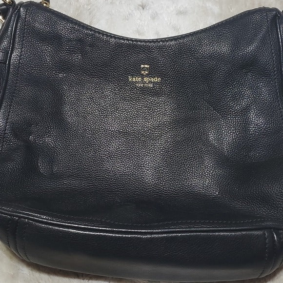 Buy the Women's Black Kate Spade Black Pebbled Leather Handbag