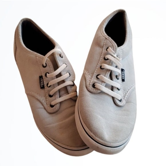 Vans Classic Grey Blue & White Striped Flat Fashion Tied Sneaker Size 8