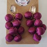 Boutique Vintage Fabric Grape Vine With Accent Earrings