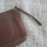 Vintage Frye Carriage Bag Large Leather Clutch Brown w Leather Pull Strap Rare