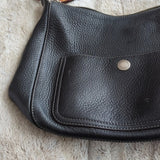 Vintage Coach Black Pebbled Leather Shoulder Bag Satchel Tote Top Zipper Purse