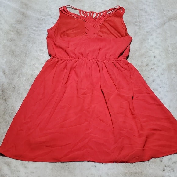 Love Tree Red Pink Back Detailed waist Accentuated Dress Size S