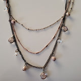 Express Three Tiered and Metaled Cascading Layered Necklace