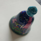 Mexican Folk Art  Terra Cotta Clay Bell Hand Painted and Colorful
