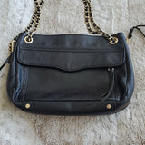 Rebecca Minkoff Black Leather Medium Convertible Shoulder Bag Gold Hardware