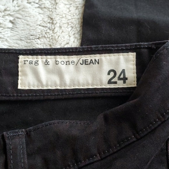 Rag & Bone Black and Subtle Dark Red Chevron Ombre Print Skinny Jeans Size 24