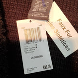 NWT Chelsea & Theodore Faux Fur Open Cardigan Size S