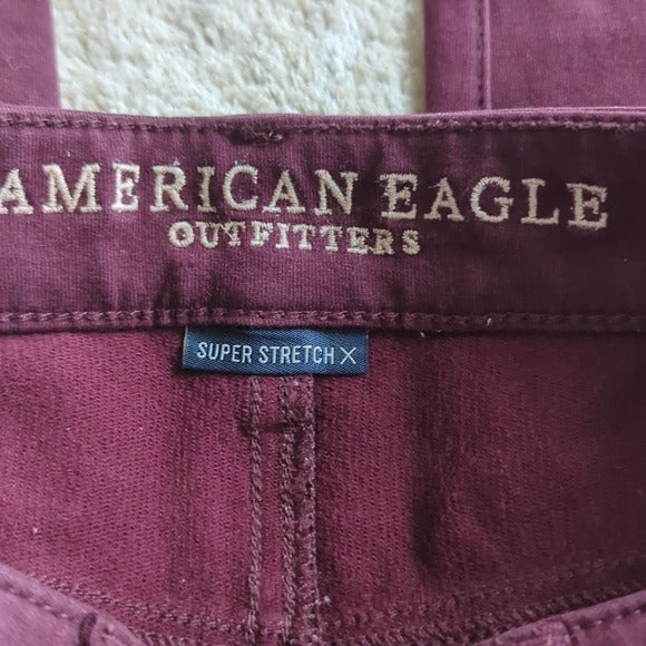 American Eagle Maroon Red Soft Super Stretch Hi Rise Jegging Jeans Size 2