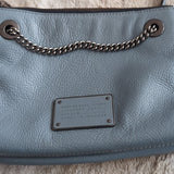 Marc by Marc Jacobs Grey Blue Pebbled Leather Crossbody Purse Bag Workwear