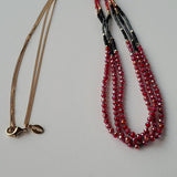 Express Gold Tone and Red and Black Multiple Stranded Long Necklace