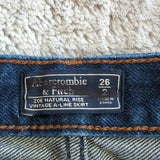 Abercrombie & Fitch Zoe A-Line Darker Wash Distressed Mini Jean Skirt Size 2