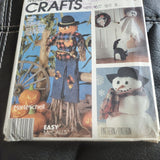 CRAFTS UNCUT MCCALLS 2628 Sewing Pattern FALL HALLOWEEN SNOWMAN GHOST HOME DECOR