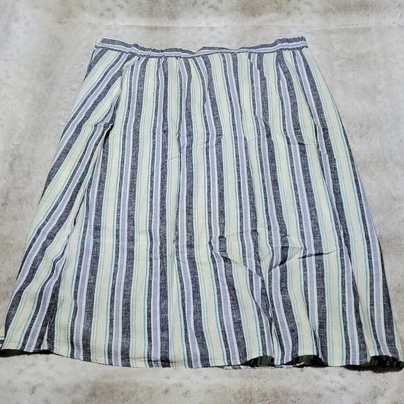 NWT Christopher & Banks Long Striped Linen Blend Midi Skirt Size XL
