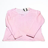 NWT Ande Pink and White Very Soft Long Sleeve V Neck Tee Shirt Size L