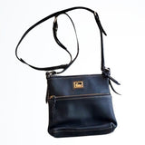 Dooney & Bourke Black Pebbled Leather Medium Sized Crossbody Purse Bag