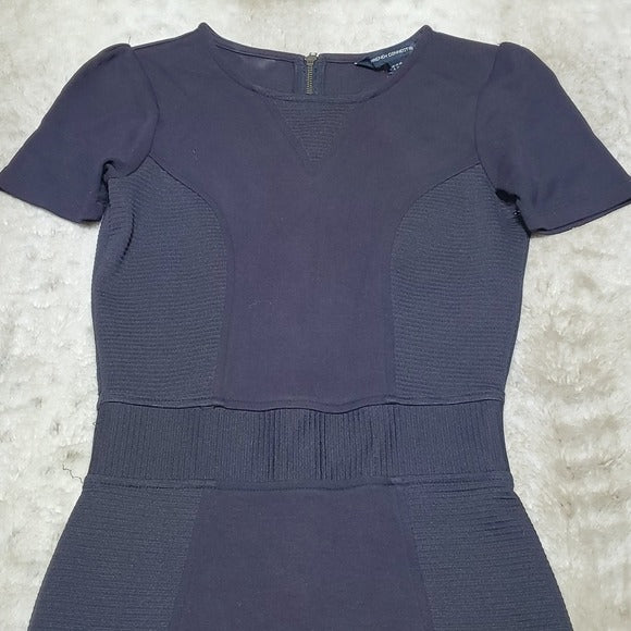 French Connection Navy Fitted Bodycon Style Short Sleeve Dress Size 2