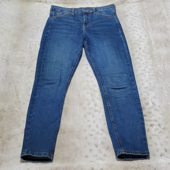 TopShop High Rise Skinny Ankle Blue Jeans Size 28