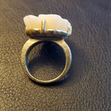 Boutique Silver Tone and White Rose Fashion Ring