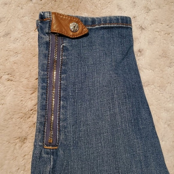 WHBM Mid Rise Skinny Jeans w Zippers & Leather Size 2