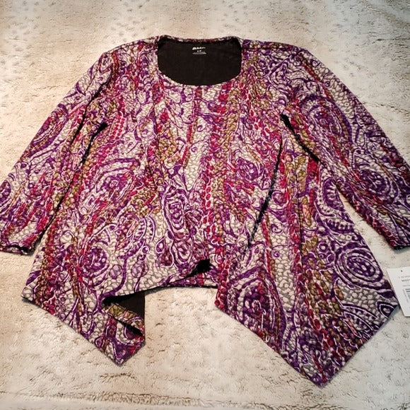 NWT Alia USA Purple Layered Top and Cardigan Set