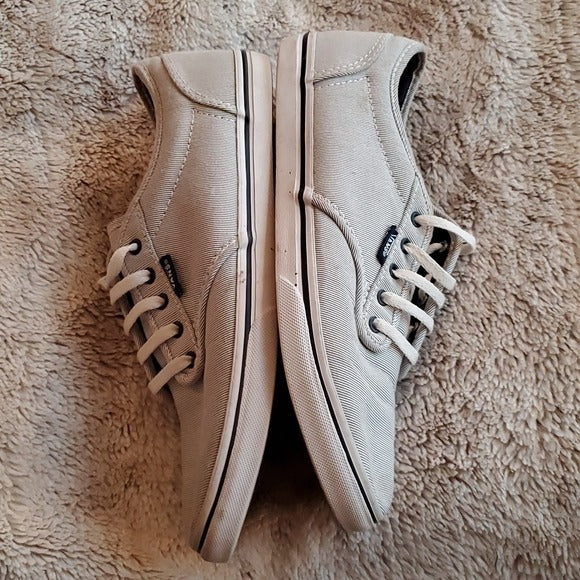 Vans Classic Grey Blue & White Striped Flat Fashion Tied Sneaker Size 8