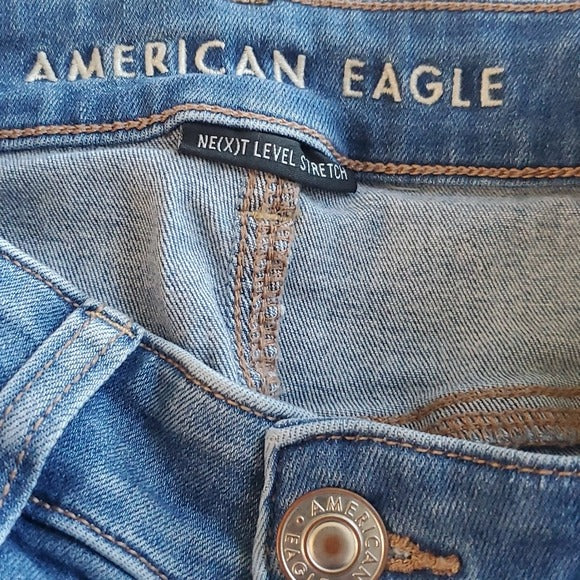 American Eagle Next Level Stretch Hi Rise Blue Jean Jegging Size 4 Long