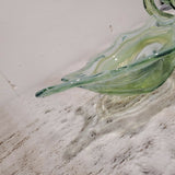1960's Arklahoma Sooner Art Glass Hand Blown Swan Mint Chocolate Swirl