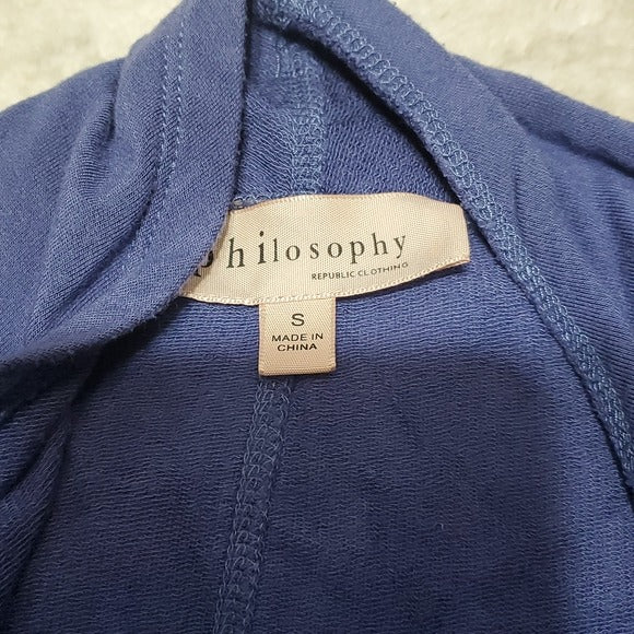Philosophy Dusty Blue Open Front Relaxed Draped Mid Weight Cardigan Size S