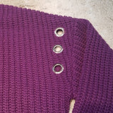 NWT NY Collection Riveted Light Cable Knit Sweater Purple