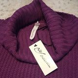 NWT NY Collection Riveted Light Cable Knit Sweater Purple
