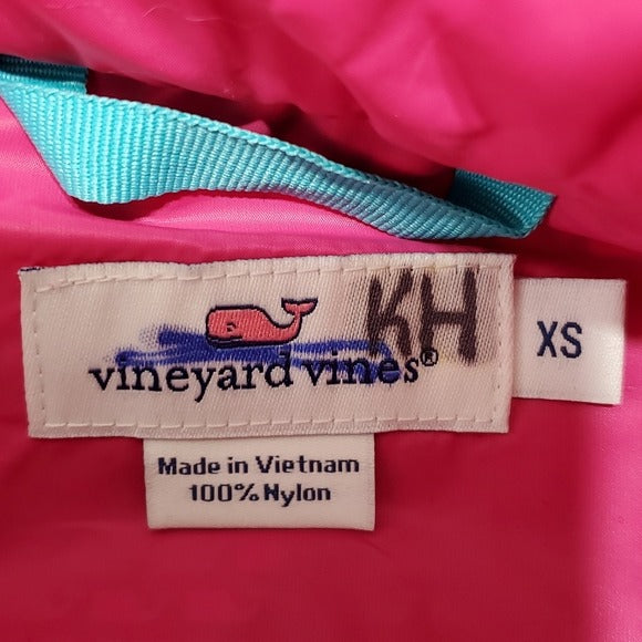 Vineyard Vines Pink Blue Quilted Down Puffer Vest Size XS