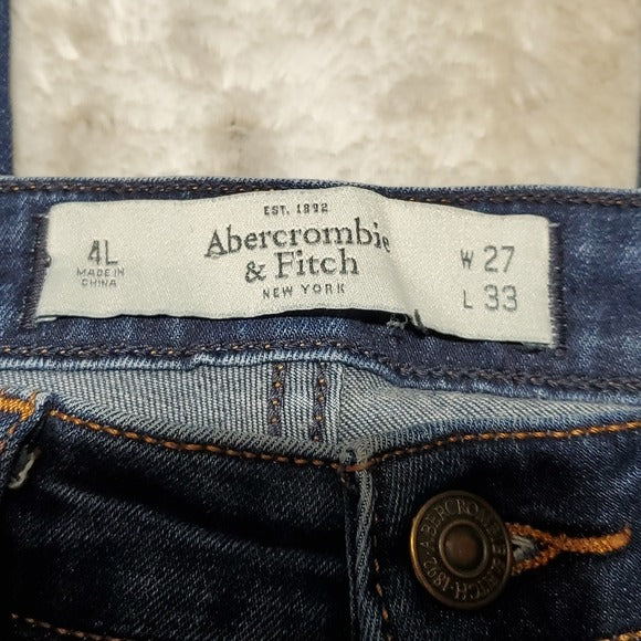 Abercrombie & Fitch Dark Blue Mid Rise Skinny Jeans Size 4L
