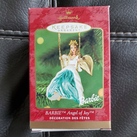 Angel of Joy Barbie NEW Hallmark 2000 Ornament SWING Teal White Dress WINGS