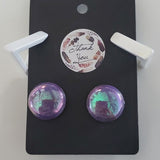 Boutique 2 Pair Vintage Retro Style Earrings WhiteGeometric and Purple Circle