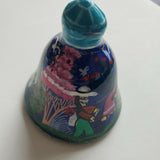 Mexican Folk Art  Terra Cotta Clay Bell Hand Painted and Colorful