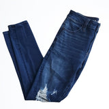 American Eagle Darker Blue Distressed 360 Next Level Stretch Skinny Jeans Size 0