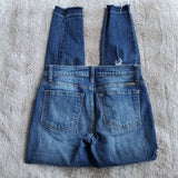 KanCan Distressed Mid Rise Skinny Raw Hem Blue Jeans Size 25