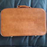 Vtg Brown MCM 1960s Leather Cowhide Travel Shell Luggage Suitcase Front Pocket