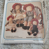 McCalls 8551 Raggedy ANN ANDY Dolls 13 & 20 inch Crafts sewing pattern UNCUT FF