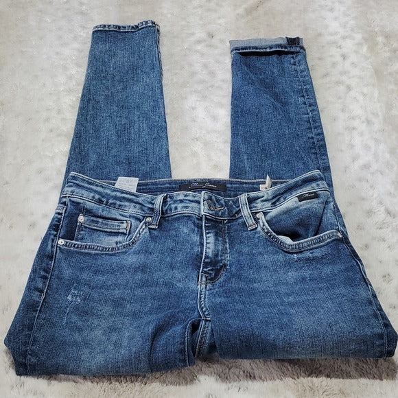 Mavi Darker Acid Washed Adrianna Mid Rise Super Skinny Jeans Size 27