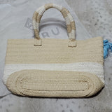 NWT Altru Larger Cream and White Straw Tote Beach Summer Bag