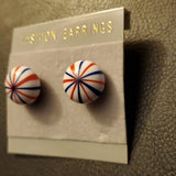 Boutique Red White And Blue Globe Fashion Earrings