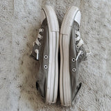 Converse All Star Women Grey Fabric White Leather Easy Slip On Heel Shoe Size 6