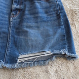 American Eagle Distressed Medium Wash Super Stretch Mini Blue Jean Skirt Size 2