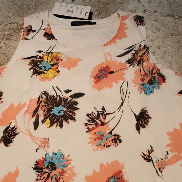 NWT Creation Asymmetrical Floral Layered Tank Top Size S
