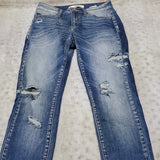 KanCan Mid Rise Medium Washed Distressed Skinny Blue Jeans Size 25